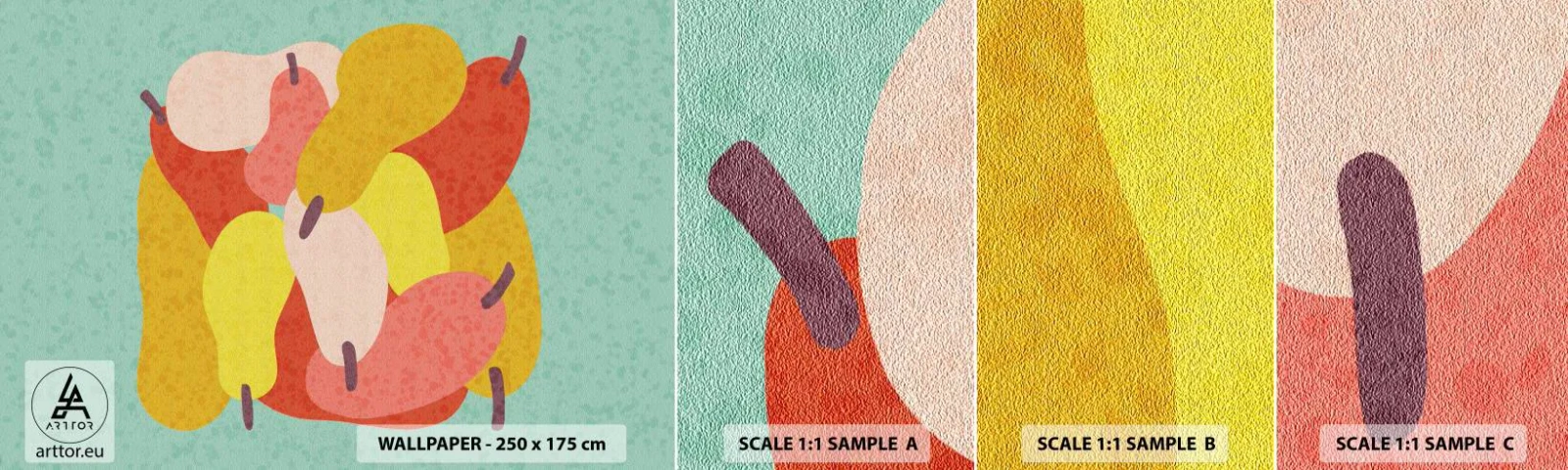 Échantillon de Papier Peint Autocollant Deluxe Sticker - Essayez le soleil d'été - Fruit, Des poires, Santé - 100x30 cm