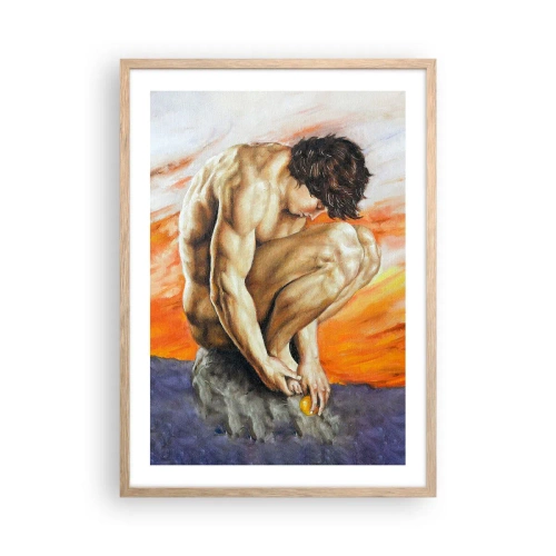 Affiche dans un chêne clair - Poster - Plongé dans ses pensées - 50x70 cm