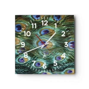 Horloge murale - Pendule murale - Un regard de paon - 40x40 cm