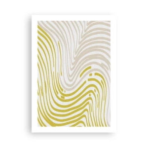 Affiche - Poster - Une composition abstraite de lignes ondulées dans des tons beige et jaune. - 50x70cm - Une composition au léger virage - Décoration murale moderne pour le salon et la chambre ARTTOR
