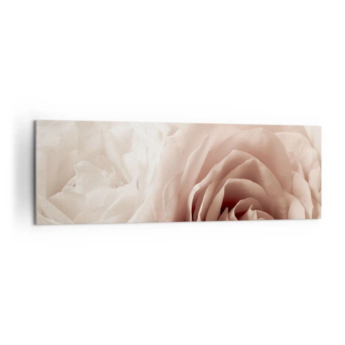 Impression sur toile - Image sur toile - Roses délicates dans des tons pastel de beige - 160x50cm - Au coeur d'ue la rose - Décoration murale moderne pour le salon et la chambre ARTTOR