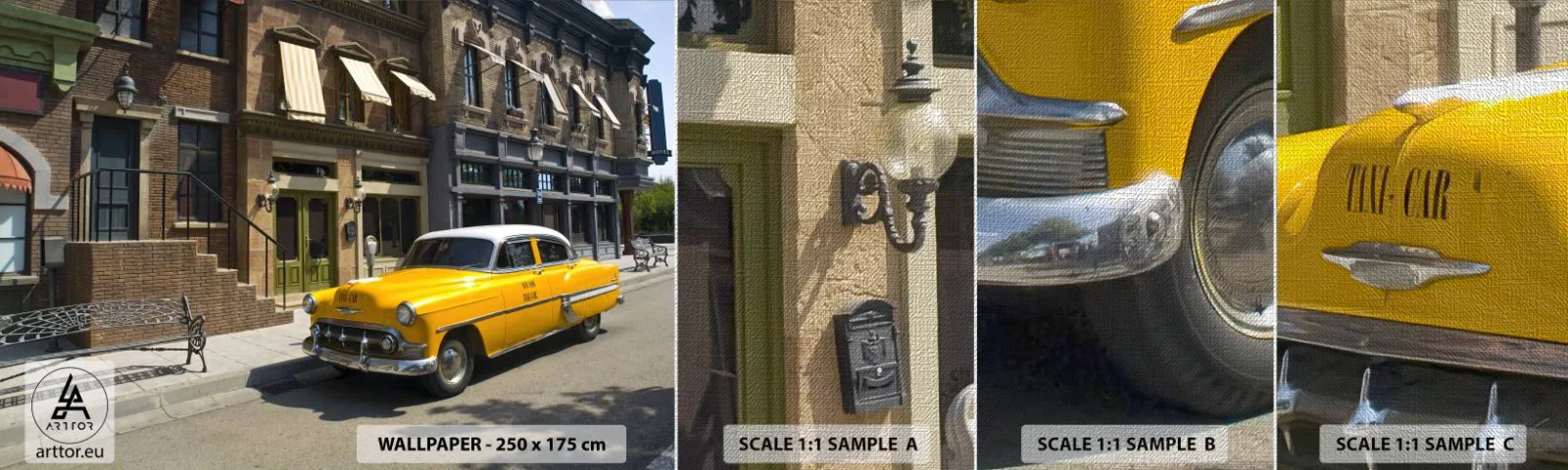 Échantillon de Papier Peint Premium Canvas - Il y a longtemps en Amérique - Ville, Taxi, New York - 100x30 cm