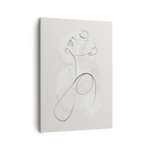 Impression sur toile - Image sur toile - Contour du visage minimaliste avec une fleur sur fond clair - 50x70cm - Spirale de beauté - Décoration murale moderne pour le salon et la chambre ARTTOR