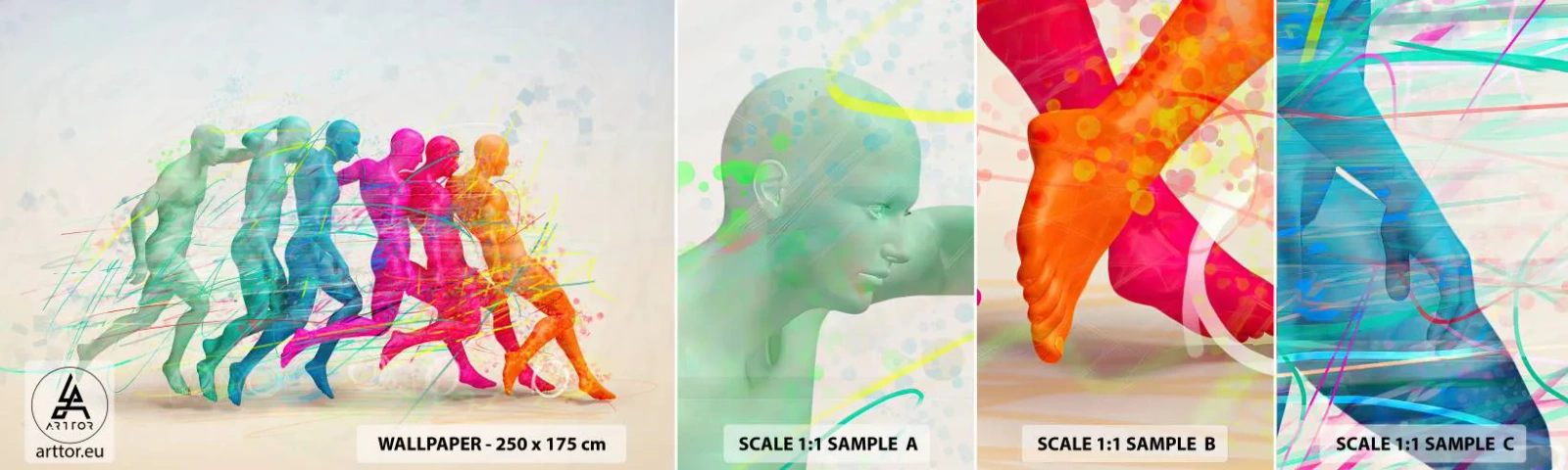 Échantillon De Papier Peint Standard Eco - Harmonie du mouvement - Abstraction, Homme, sport - 100x30 cm