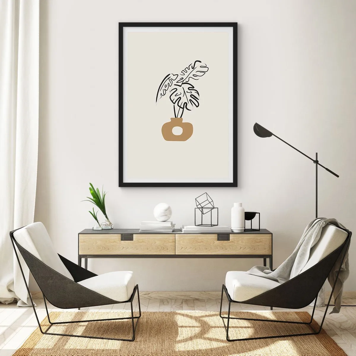 Affiche dans un cadre noir - Poster - Monstera – décoration de la maison - 40x50 cm