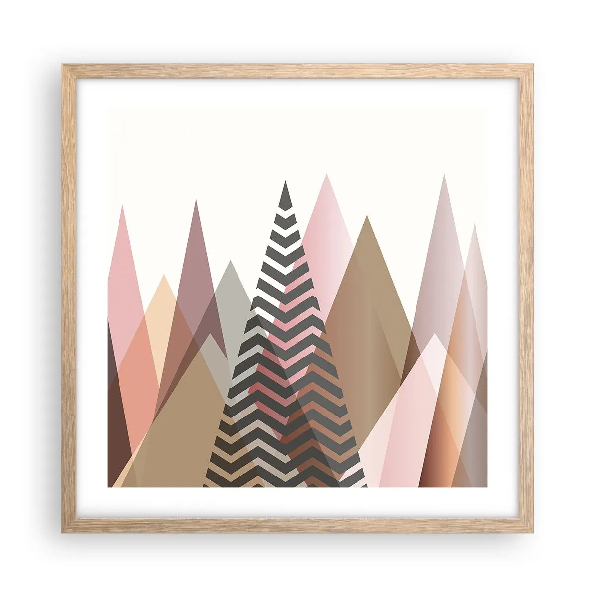 Affiche dans un chêne clair - Poster - Vue pyramidale - 50x50 cm