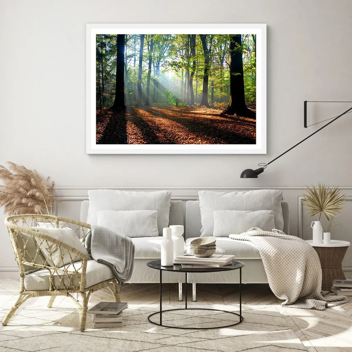 Affiche dans un cadre blanc - Poster - Ombres et lumières - 70x50 cm