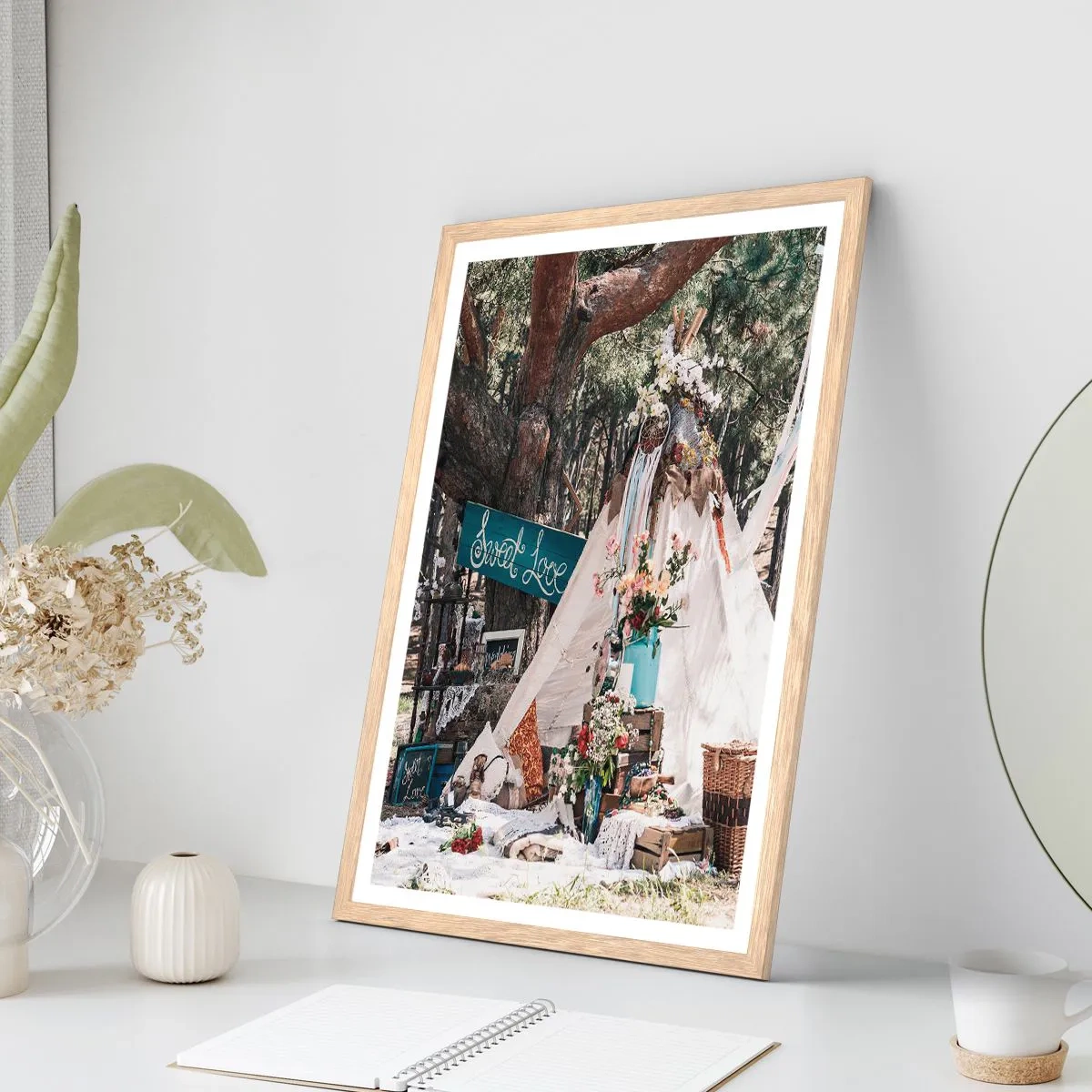 Affiche dans un chêne clair - Poster - Make love… - 61x91 cm