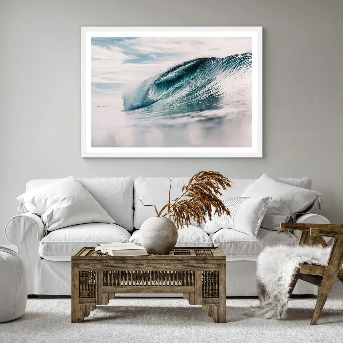 Affiche dans un cadre blanc - Poster - Pic d'eau - 100x70 cm