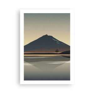 Affiche - Poster - Un paysage de montagne minimaliste avec un reflet dans un lac - 50x70cm - Reflet de miroir - Décoration murale moderne pour le salon et la chambre ARTTOR