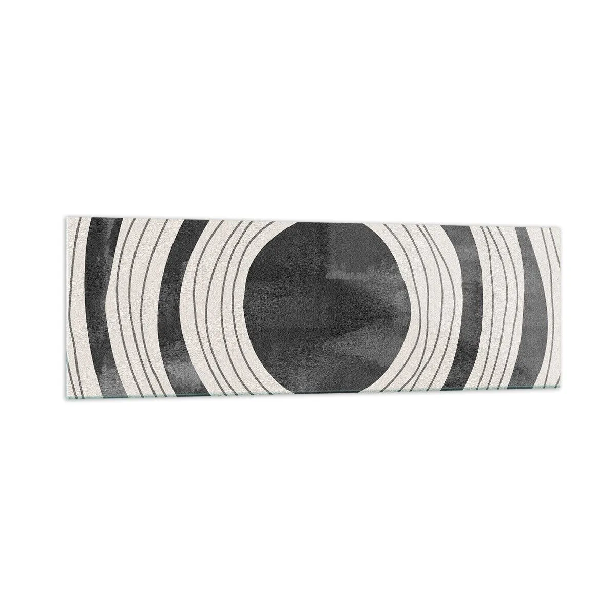 Impression sur verre - Image sur verre - Cercles concentriques noirs et blancs sur fond clair - 160x50cm - Droit au but - Décoration murale moderne pour le salon et la chambre ARTTOR