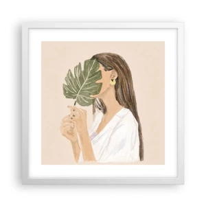 Affiche dans un cadre blanc - Poster - Portrait mystérieux avec un éventail - 40x40 cm