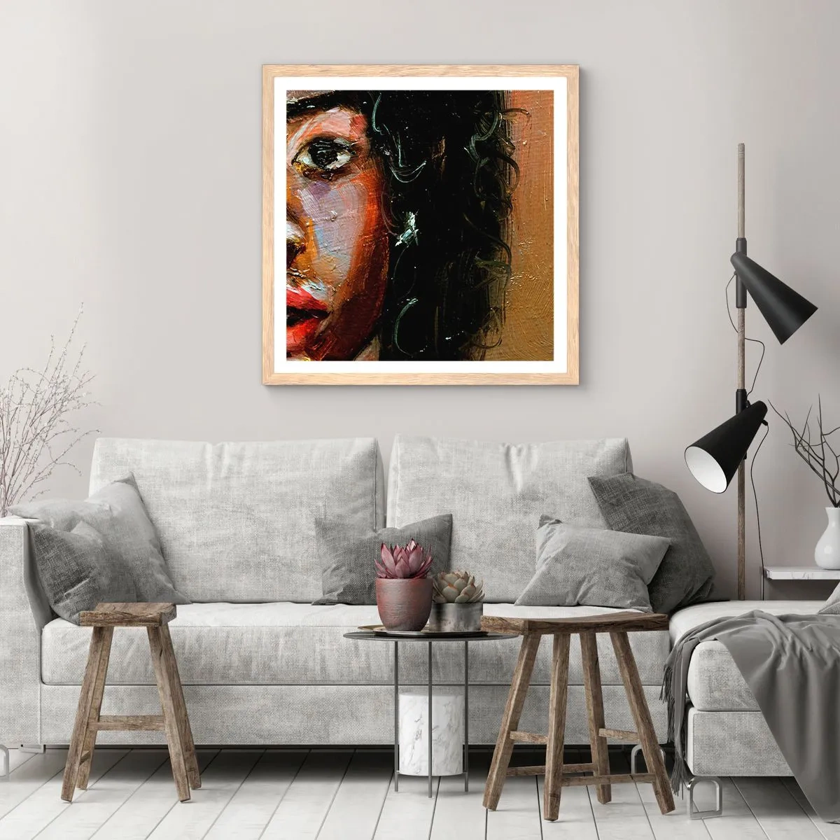 Affiche dans un chêne clair - Poster - Noir et brillant - 30x30 cm