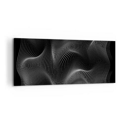 Impression sur toile - Image sur toile - Lignes blanches abstraites sur fond noir - 120x50cm - Danse de lumière dans l'espace - Décoration murale moderne pour le salon et la chambre ARTTOR