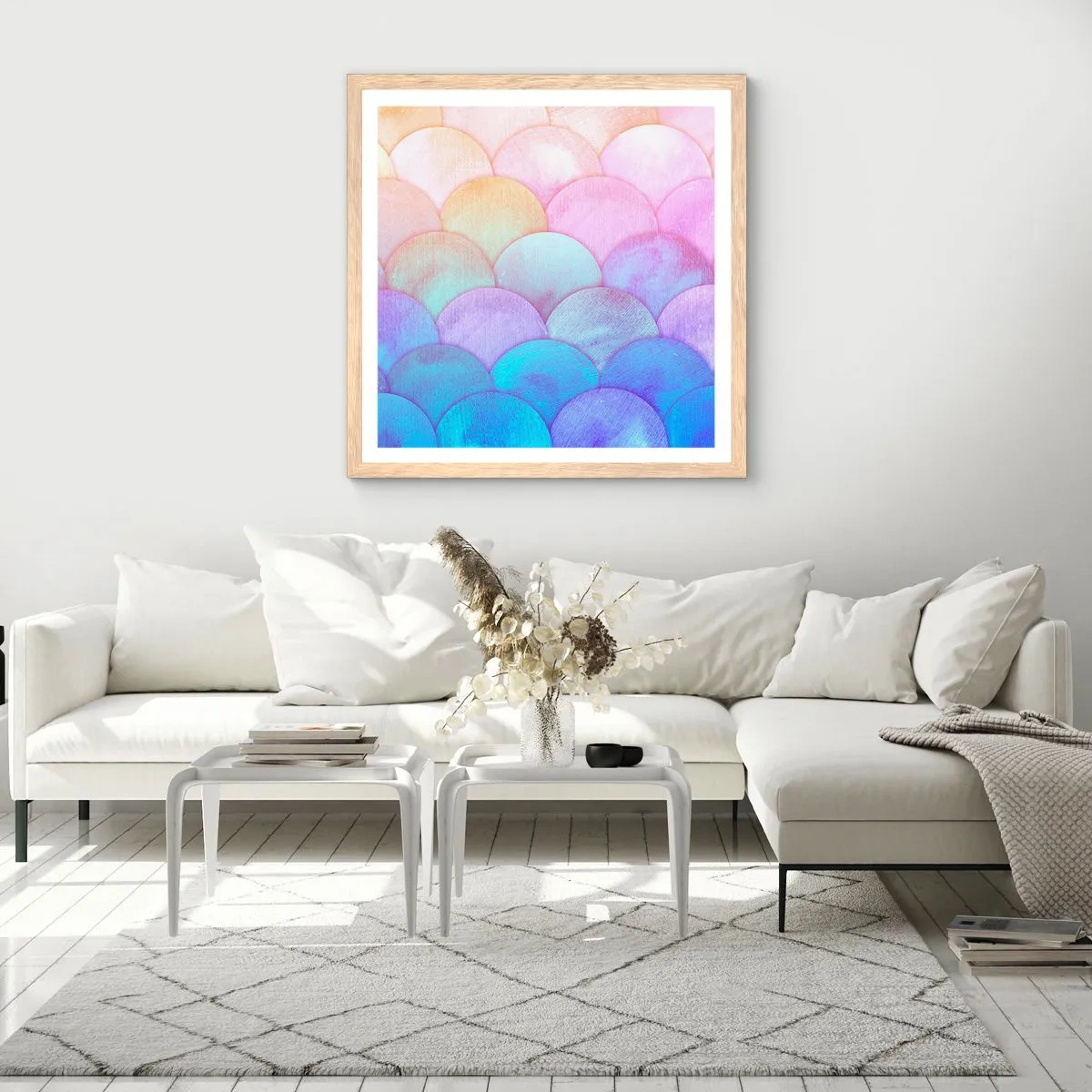 Affiche dans un chêne clair - Poster - Écailles de perles - 50x50 cm