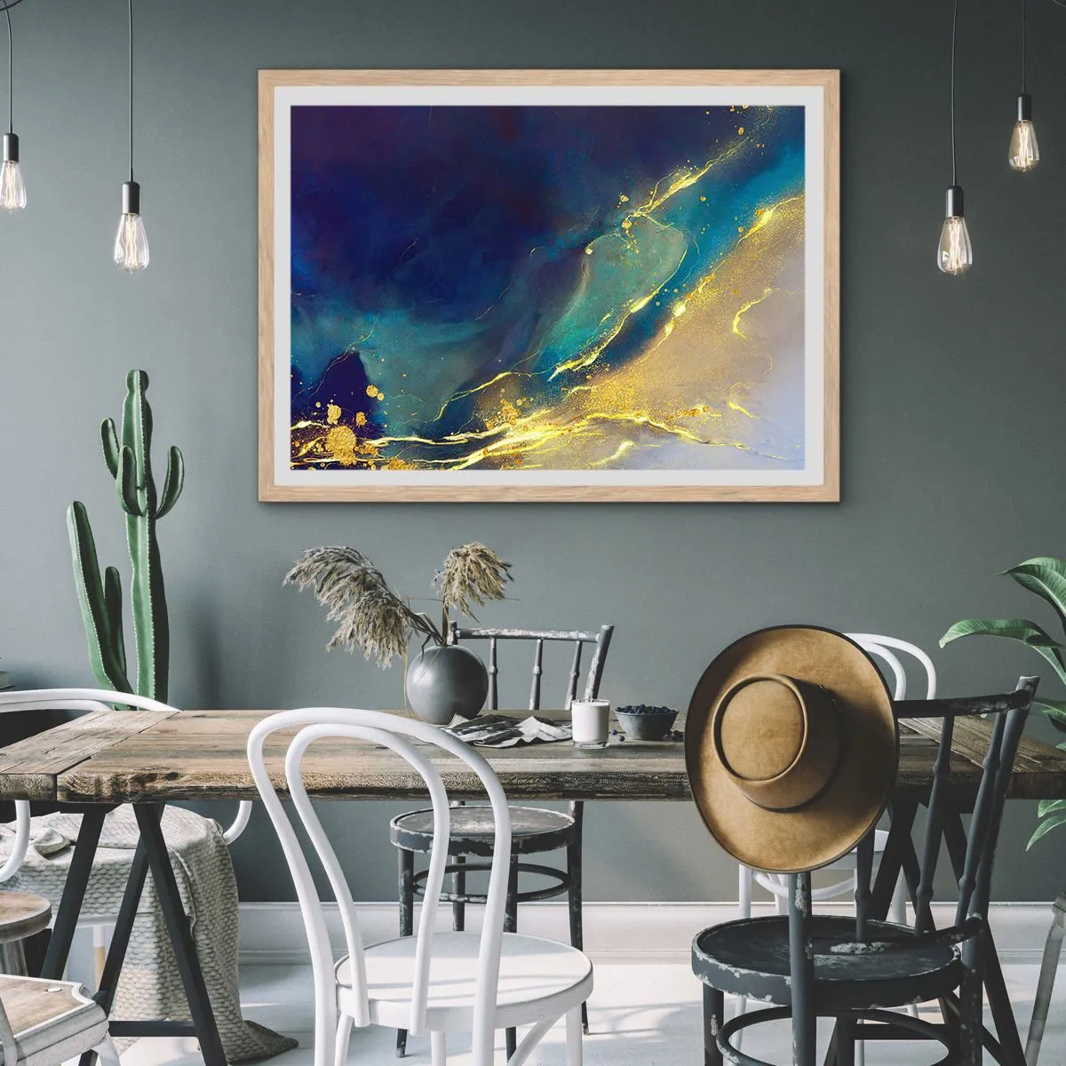 Affiche dans un chêne clair - Poster - Coulée d'or - 70x50 cm