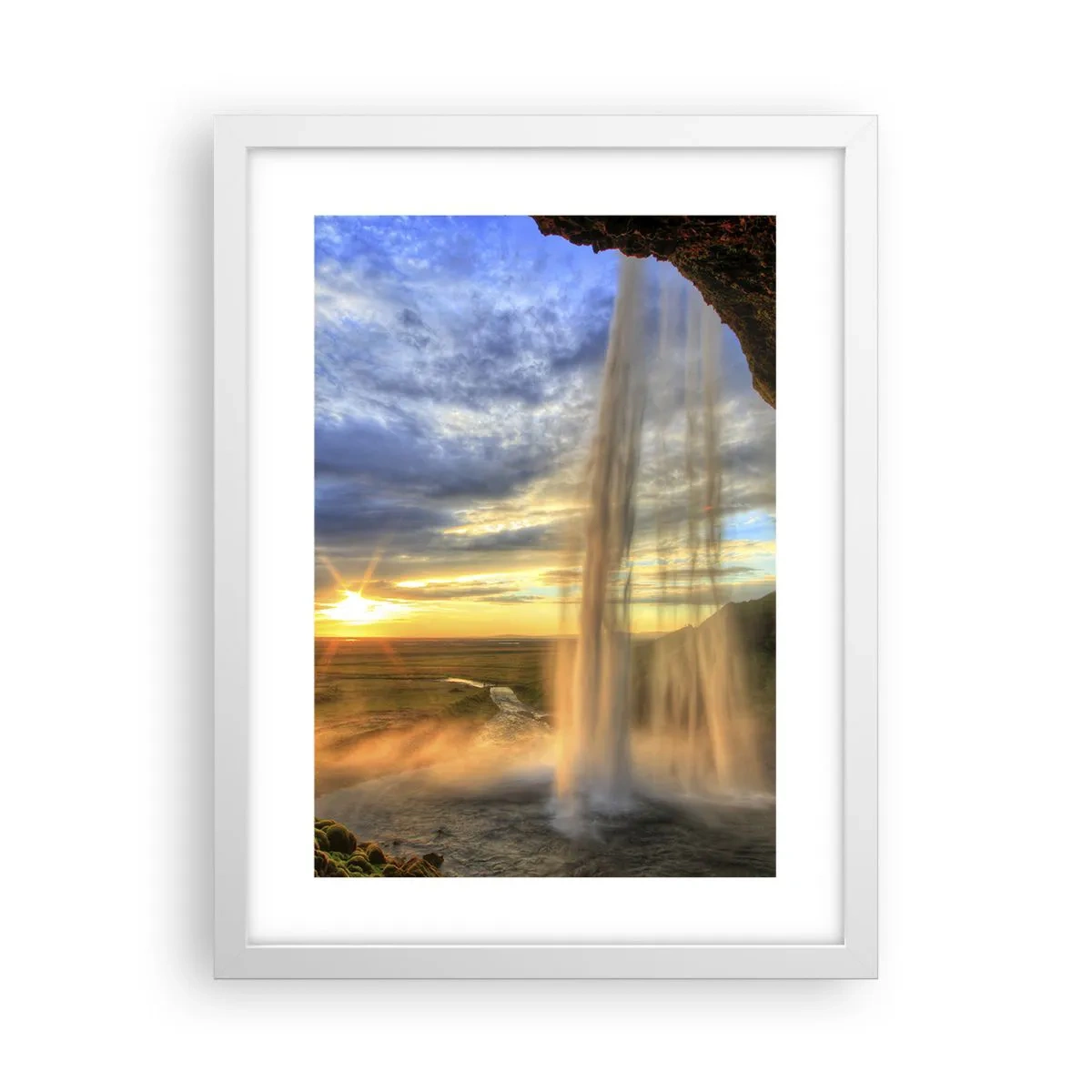 Affiche dans un cadre blanc - Poster - Le monde derrière un voile de gouttes - 30x40 cm