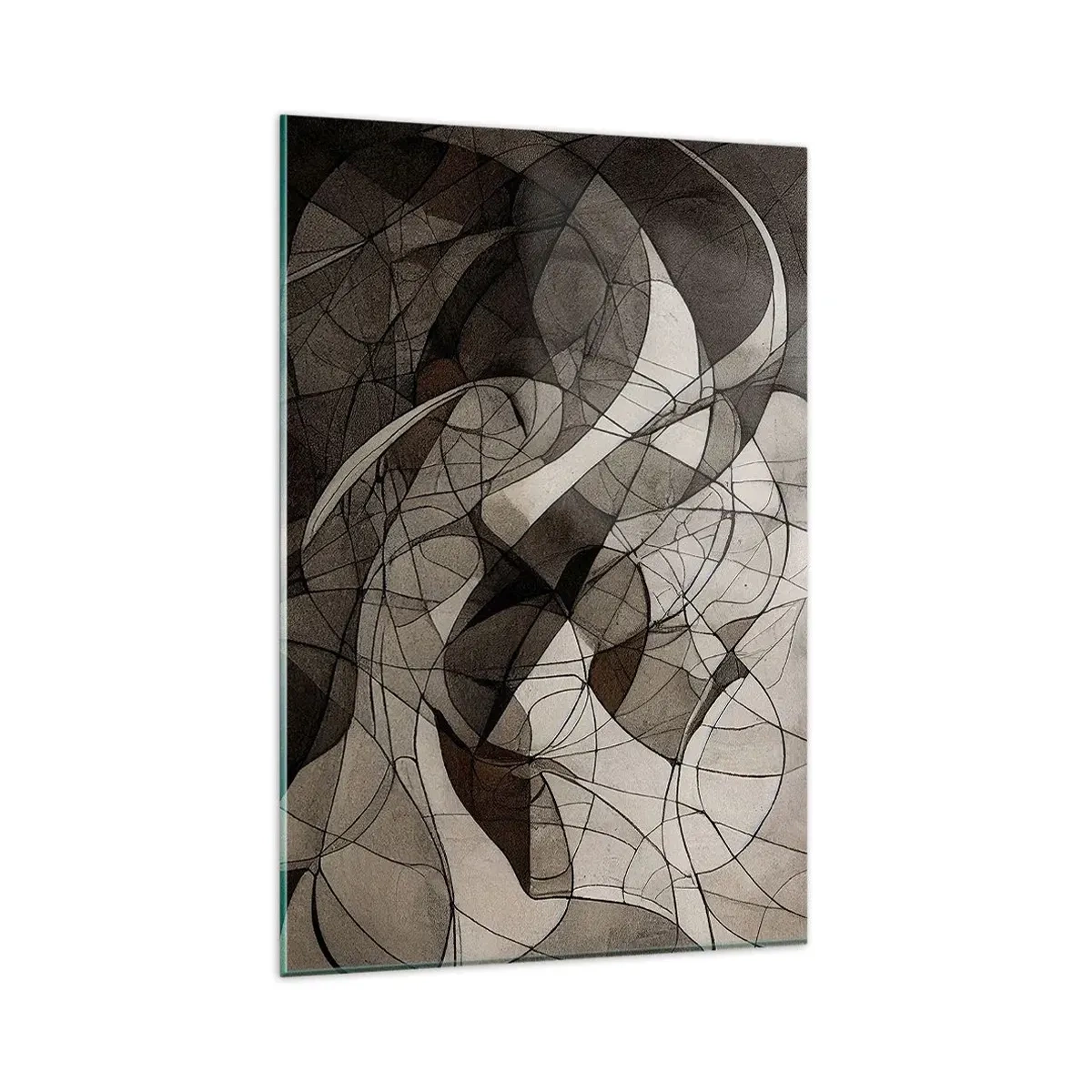 Impression sur verre - Image sur verre - Motif abstrait dans des tons marron et terreux - 80x120cm - Circulation des couleurs de la terre - Décoration murale moderne pour le salon et la chambre ARTTOR