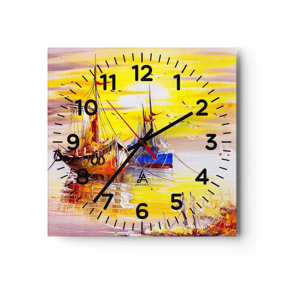 Horloge murale - Pendule murale - Un repos bien mérité au port - 40x40 cm