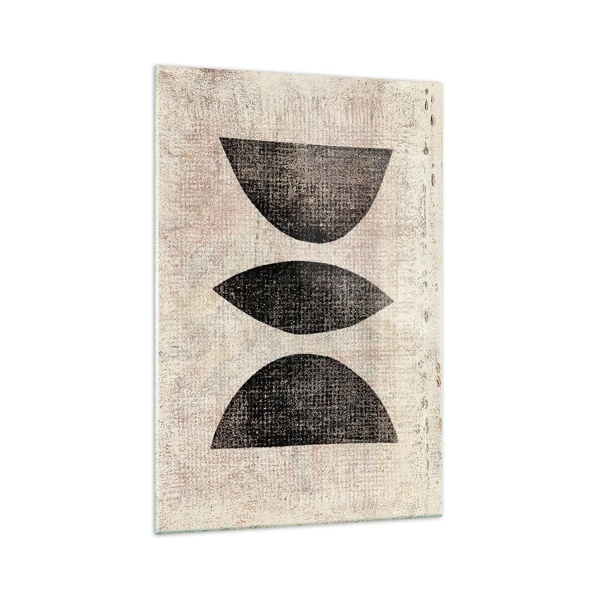 Impression sur verre - Image sur verre - Formes ethniques aux tons sombres sur fond clair - 70x100cm - Abstraction ethnique - Décoration murale moderne pour le salon et la chambre ARTTOR