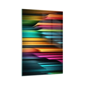 Impression sur verre - Image sur verre - Les lignes verticales colorées créent une abstraction dynamique. - 70x100cm - Un organe de lumière - Décoration murale moderne pour le salon et la chambre ARTTOR