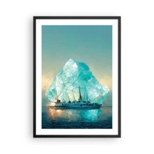 Affiche dans un cadre noir - Poster - Un navire près d'un iceberg géant - 50x70cm - Diamant arctique - Décoration murale moderne pour le salon et la chambre ARTTOR