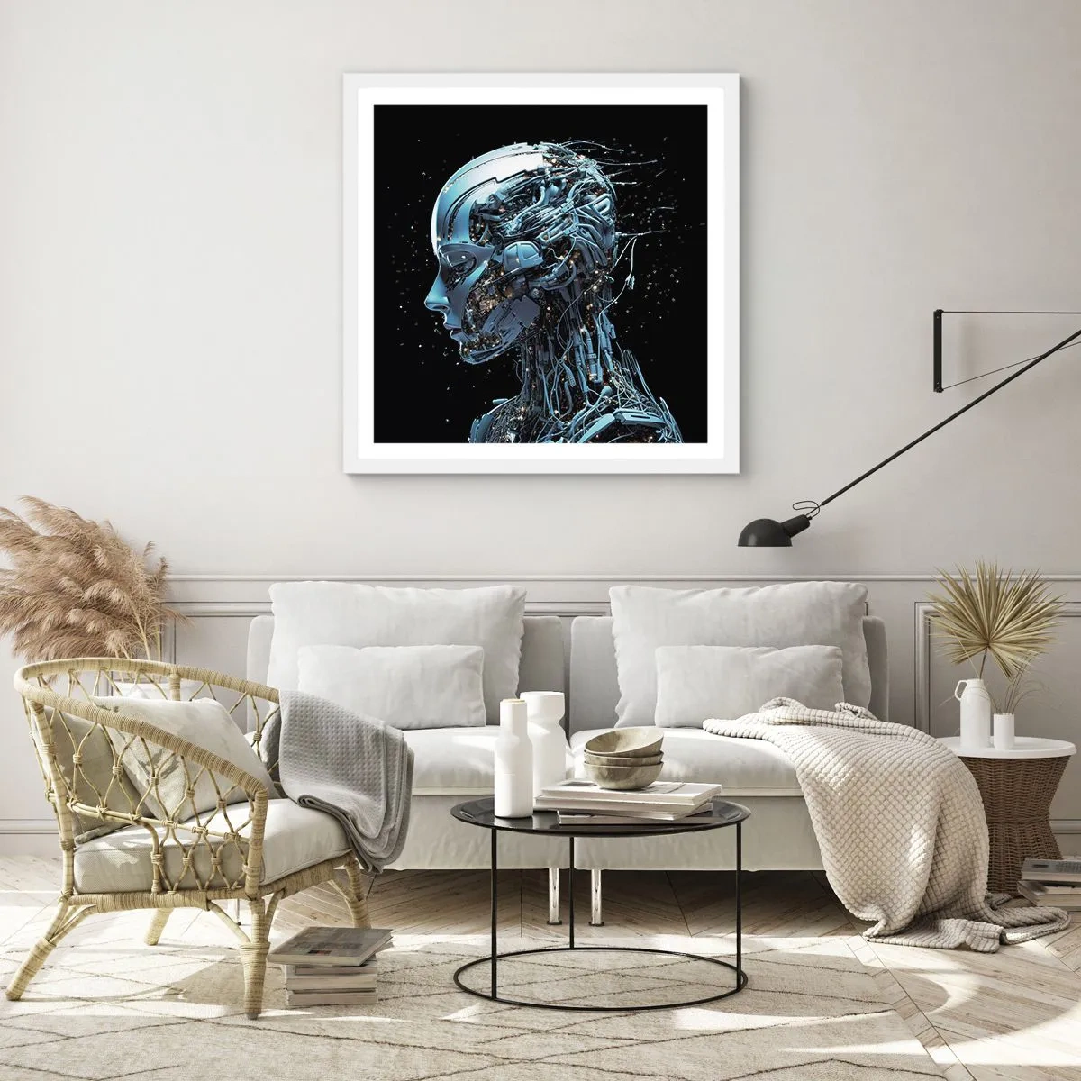 Affiche dans un cadre blanc - Poster - La technologie est une femme - 30x30 cm