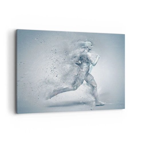 Impression sur toile - Image sur toile - Une figure dynamique courant dans un style abstrait - 100x70cm - Une énergie cristalline - Décoration murale moderne pour le salon et la chambre ARTTOR