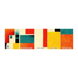 Échantillon de Papier Peint Autocollant Deluxe Sticker - Abstraction géométrique – bonne énergie - Carrés, Vieilli, Morceau - 100x30 cm