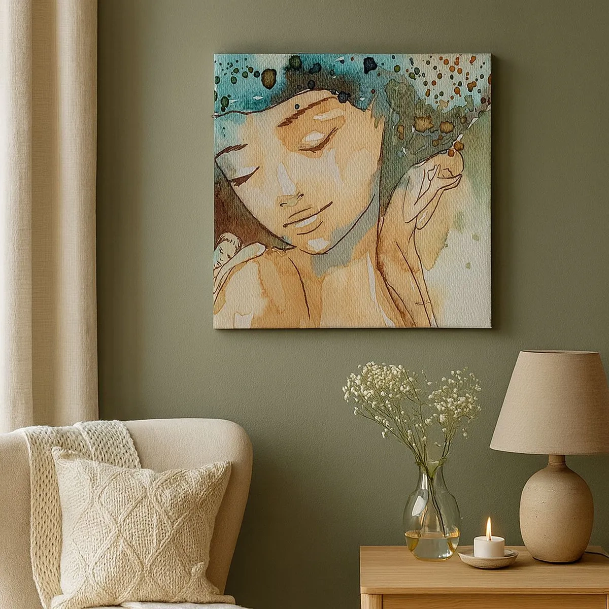 Impression sur toile - Image sur toile - Lady in blue - 30x30 cm