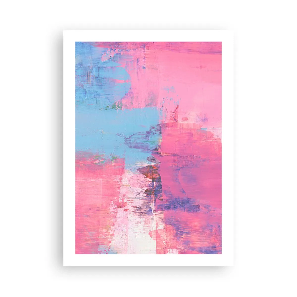 Affiche - Poster - Composition abstraite dans les tons de rose et de bleu - 50x70cm - Du rose, du bleu et une pincée de lumière - Décoration murale moderne pour le salon et la chambre ARTTOR