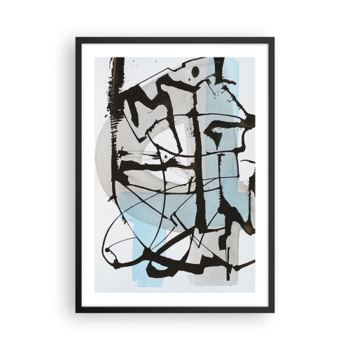 Affiche dans un cadre noir - Poster - Abstraction moderne dans les tons de bleu et de noir - 50x70cm - Bleu malgré tout - Décoration murale moderne pour le salon et la chambre ARTTOR