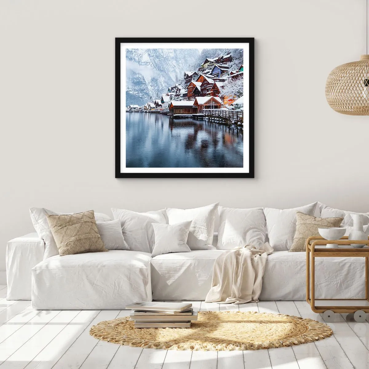 Affiche dans un cadre noir - Poster - En décoration hivernale - 40x40 cm