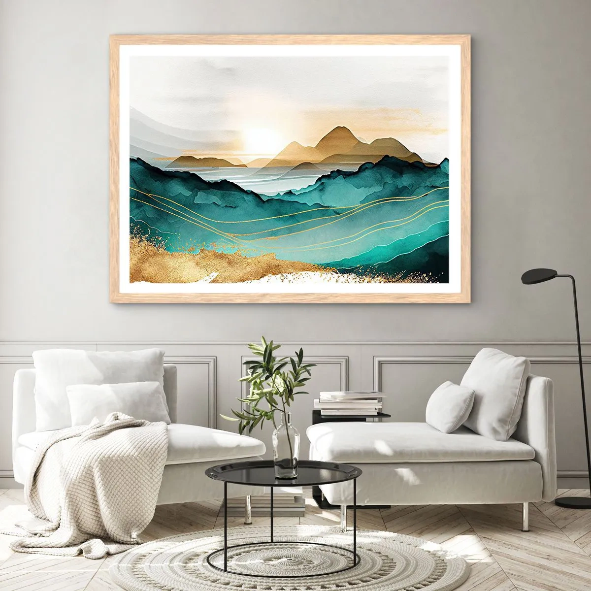 Affiche dans un chêne clair - Poster - Au frontière de l’abstraction – paysage - 40x30 cm