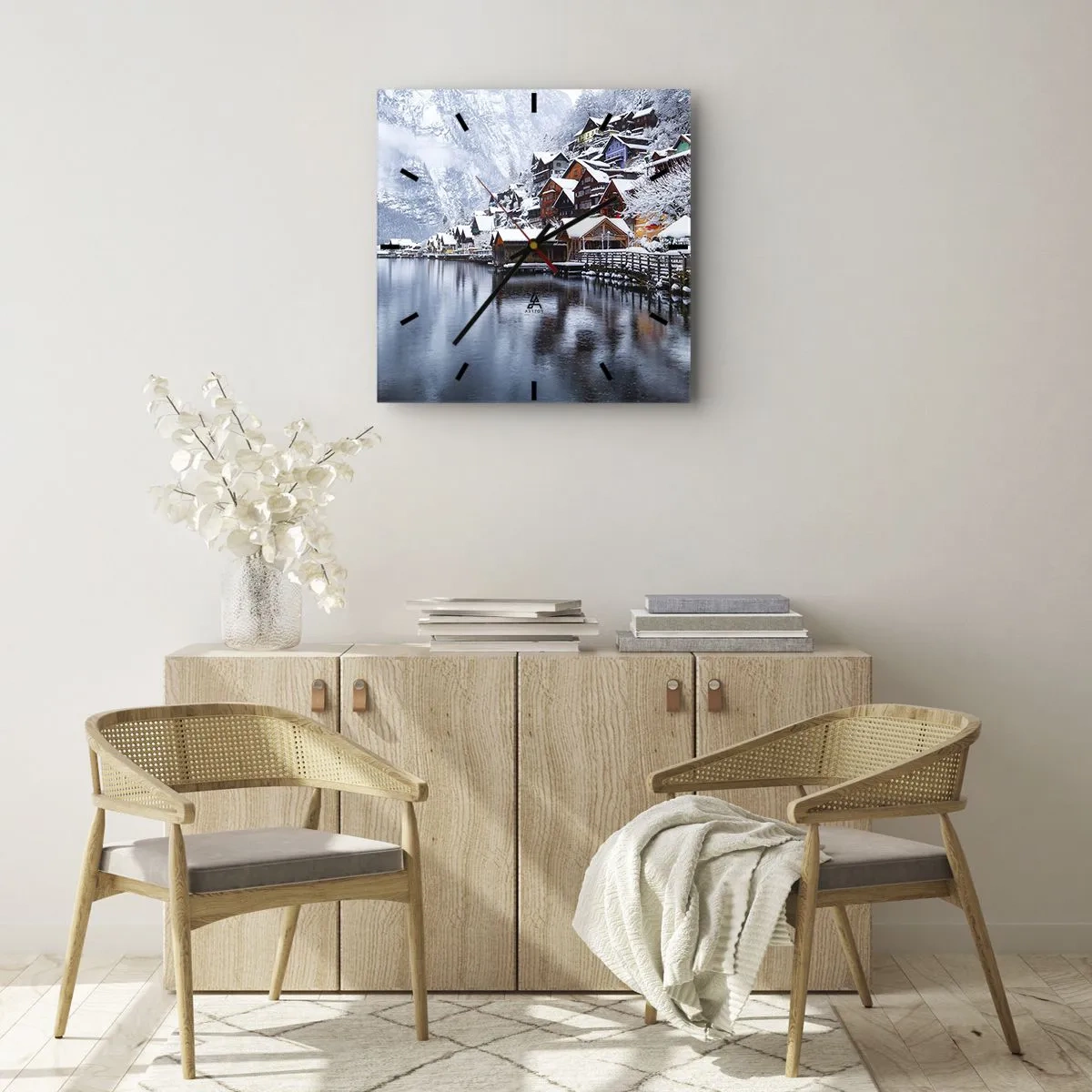 Horloge murale - Pendule murale - En décoration hivernale - 40x40 cm