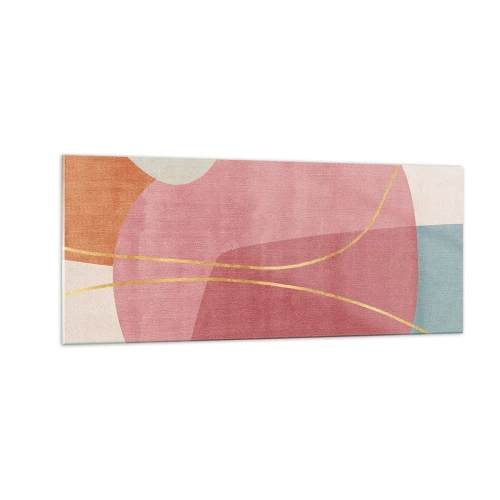 Impression sur verre - Image sur verre - Composition pastel au fil d'or - 100x40 cm