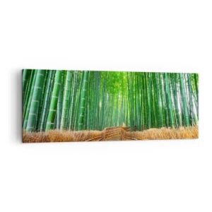 Impression sur toile - Image sur toile - Un chemin dans une dense forêt de bambous - 140x50cm - L'essence de la nature asiatique - Décoration murale moderne pour le salon et la chambre ARTTOR
