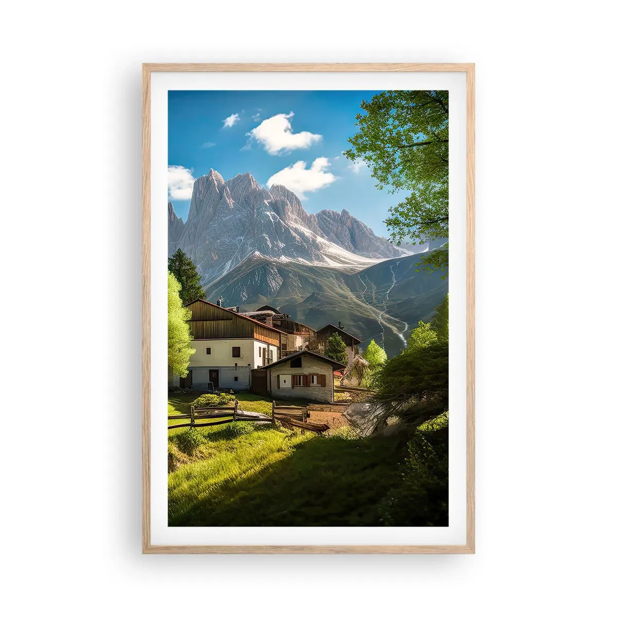 Affiche dans un chêne clair - Poster - Idylle alpine - 61x91 cm