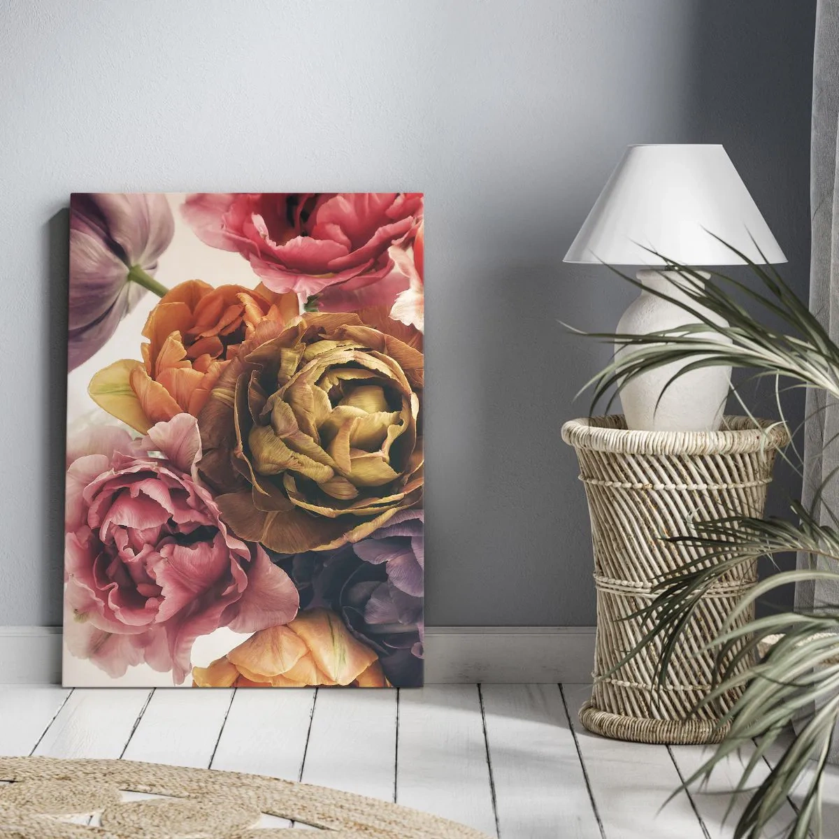 Impression sur toile - Image sur toile - Un bouquet de fleurs variées aux couleurs intenses - 70x100cm - La fête de la vie - Décoration murale moderne pour le salon et la chambre ARTTOR