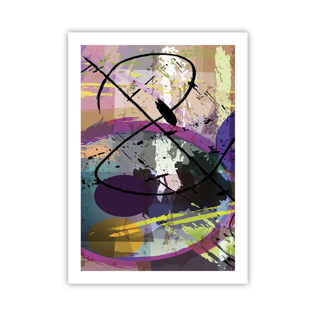 Affiche - Poster - Composition abstraite avec des formes géométriques - 50x70cm - Vous pouvez aller tout droit ou autour - Décoration murale moderne pour le salon et la chambre ARTTOR