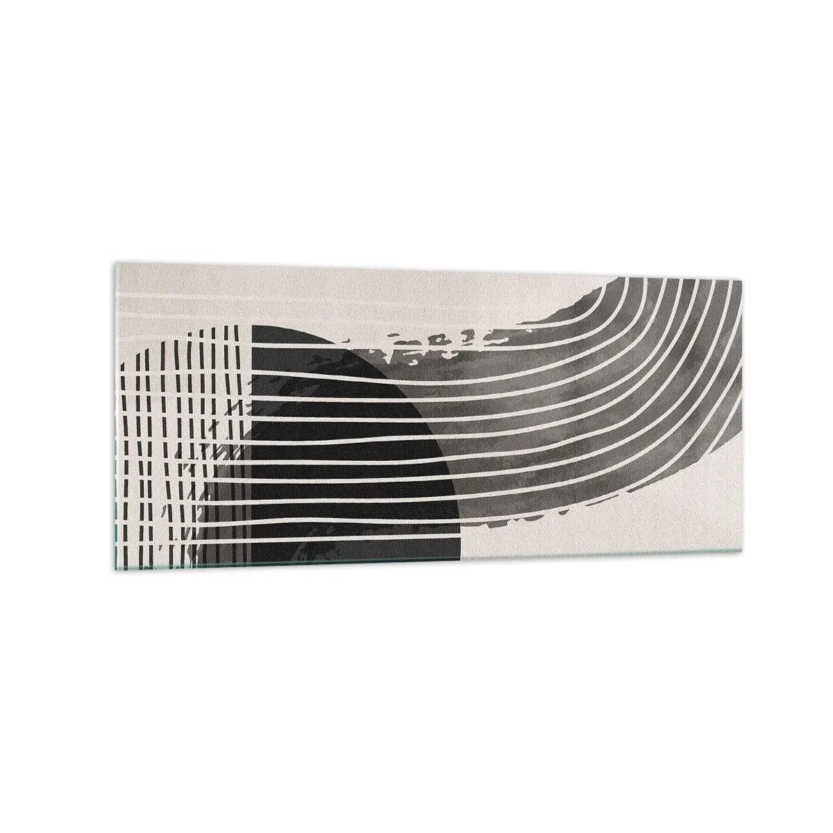 Impression sur verre - Image sur verre - Motif abstrait avec des lignes et des formes géométriques - 120x50cm - Aller et retour - Décoration murale moderne pour le salon et la chambre ARTTOR