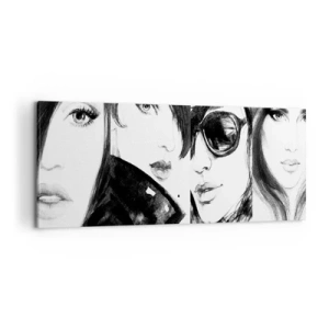 Impression sur toile - Image sur toile - Portraits élégants de femmes aux tons monochromes - 120x50cm - La beauté multipliée - Décoration murale moderne pour le salon et la chambre ARTTOR