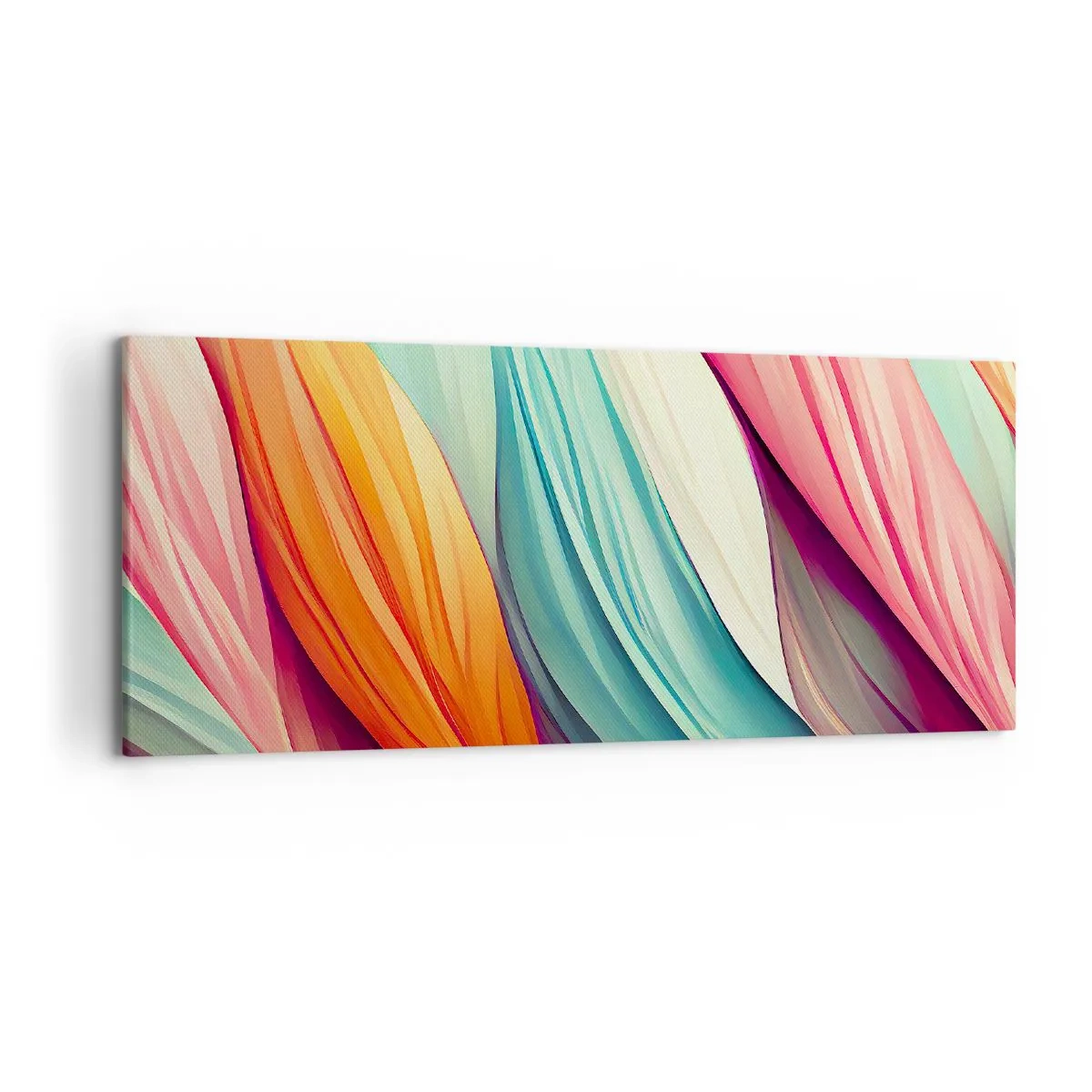 Impression sur toile - Image sur toile - Lignes abstraites aux couleurs pastel et vibrantes - 120x50cm - Tissage arc-en-ciel - Décoration murale moderne pour le salon et la chambre ARTTOR