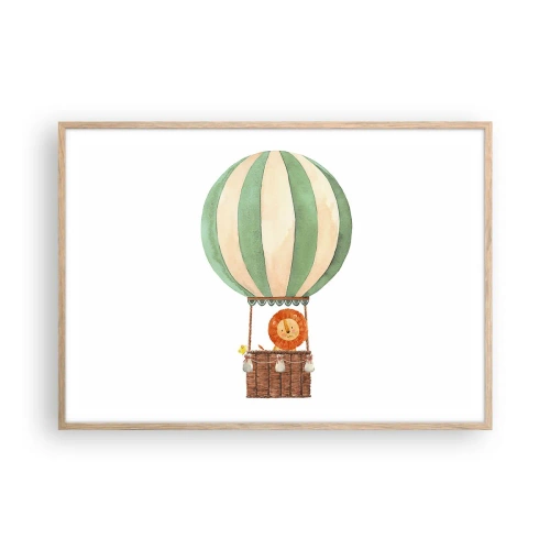 Affiche dans un chêne clair - Poster - Les voyages de Léon - 100x70 cm