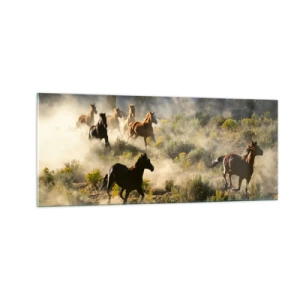 Impression sur verre - Image sur verre - Rivalité - liberté ou force masculine ? - 100x40 cm