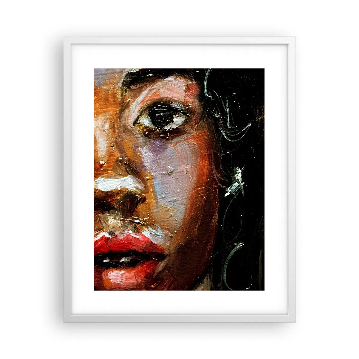 Affiche dans un cadre blanc - Poster - Noir et brillant - 40x50 cm