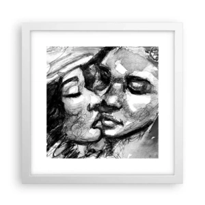 Affiche dans un cadre blanc - Poster - Un moment tendre - 30x30 cm
