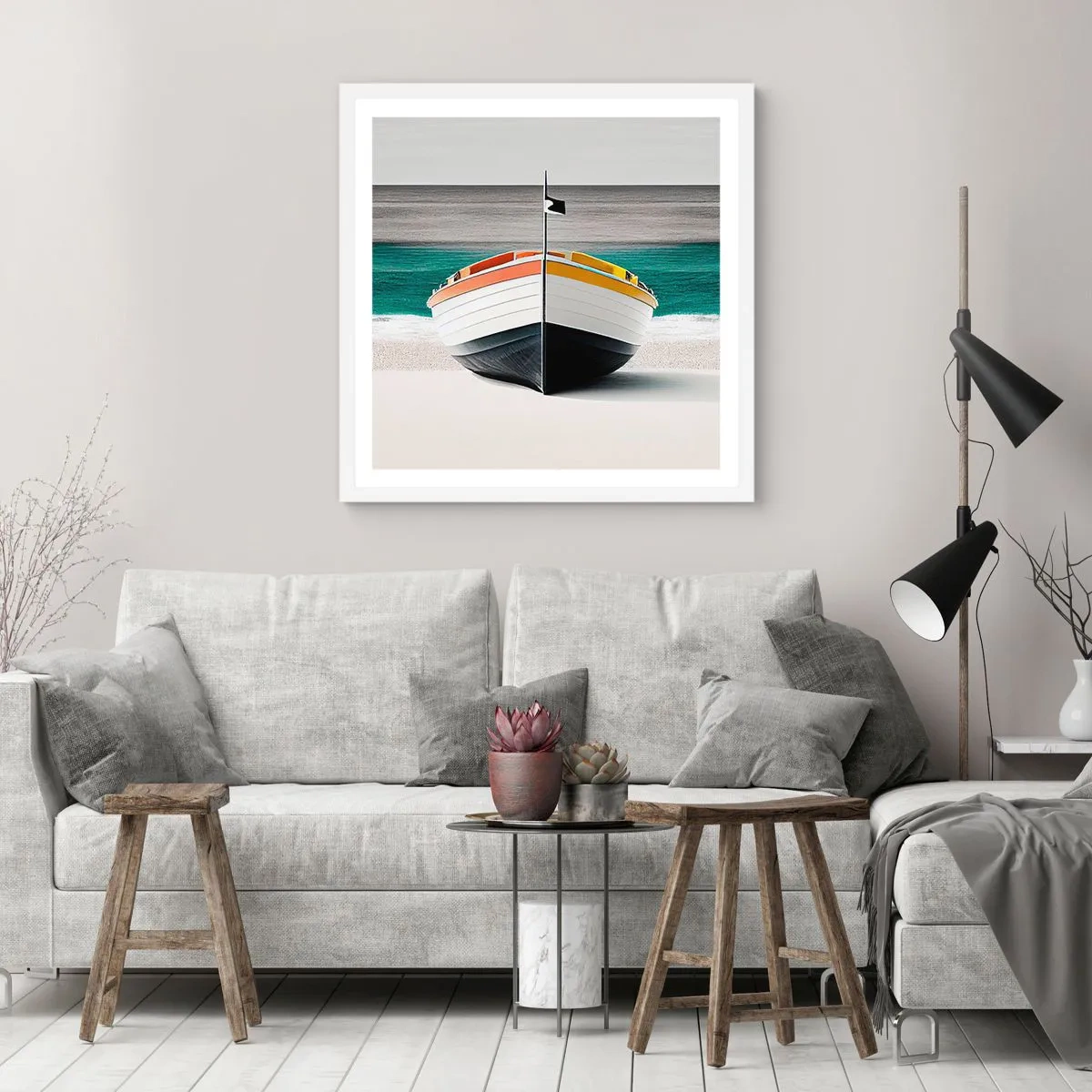 Affiche dans un cadre blanc - Poster - A sa place - 50x50 cm