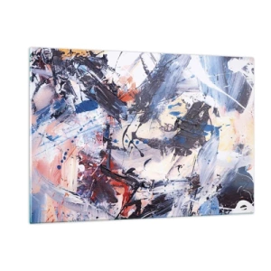 Impression sur verre - Image sur verre - Peinture abstraite aux couleurs intenses - 120x80cm - La danse folle de l'abstrait - Décoration murale moderne pour le salon et la chambre ARTTOR