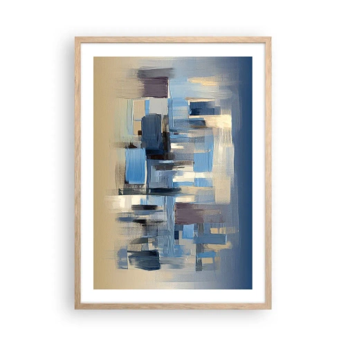 Affiche dans un chêne clair - Poster - Construction bleue - 50x70 cm